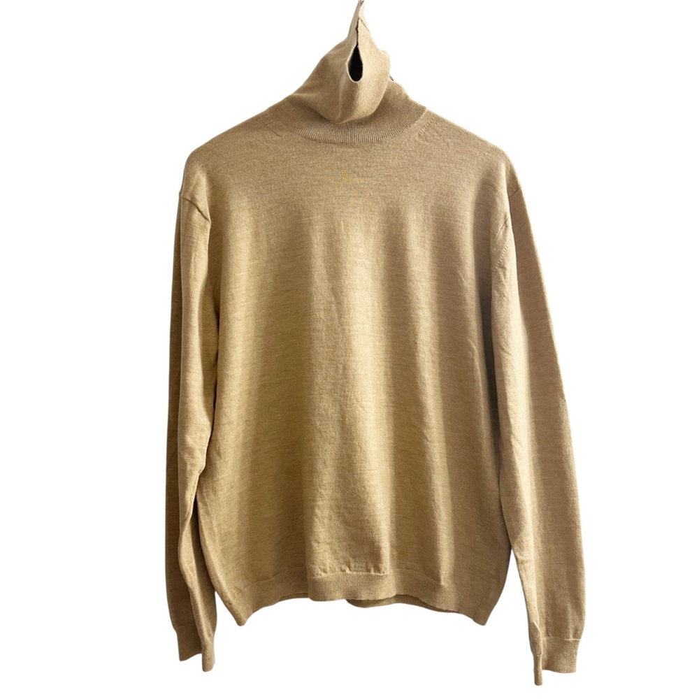 Banana Republic Italian Merino Wool Beige Turtleneck Sweater